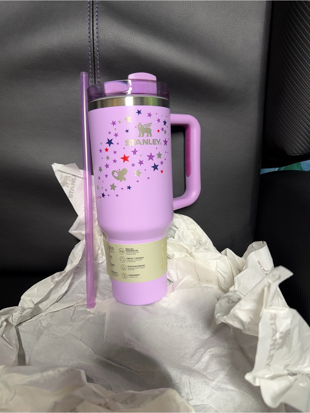 Stanley x Olivia Rodrigo Quencher H2.0 40oz Sour Grape Purple Star Tumbler NEW